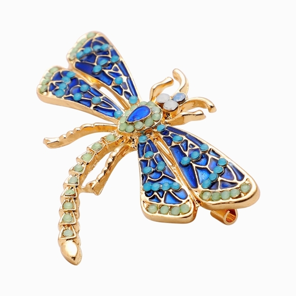 Dragonfly Brooch, gift boxed for Mom. Austrian Crystals & Enamel. - Picture 3 of 6